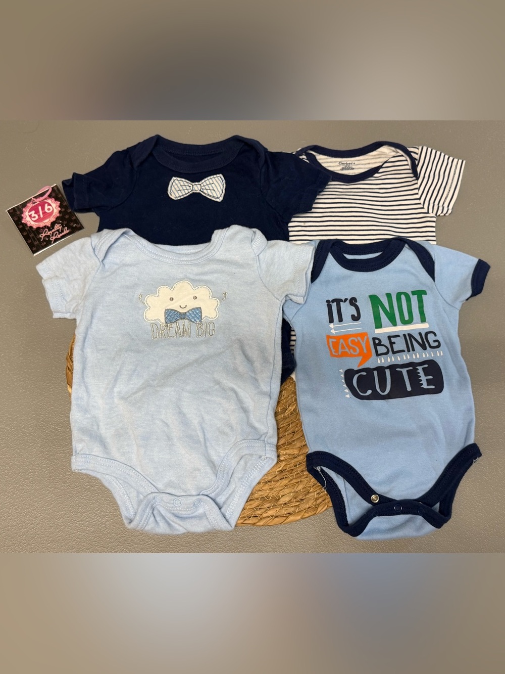 Gerber Blue, Light Blue & Navy Baby One-Piece Bodysuit Pack